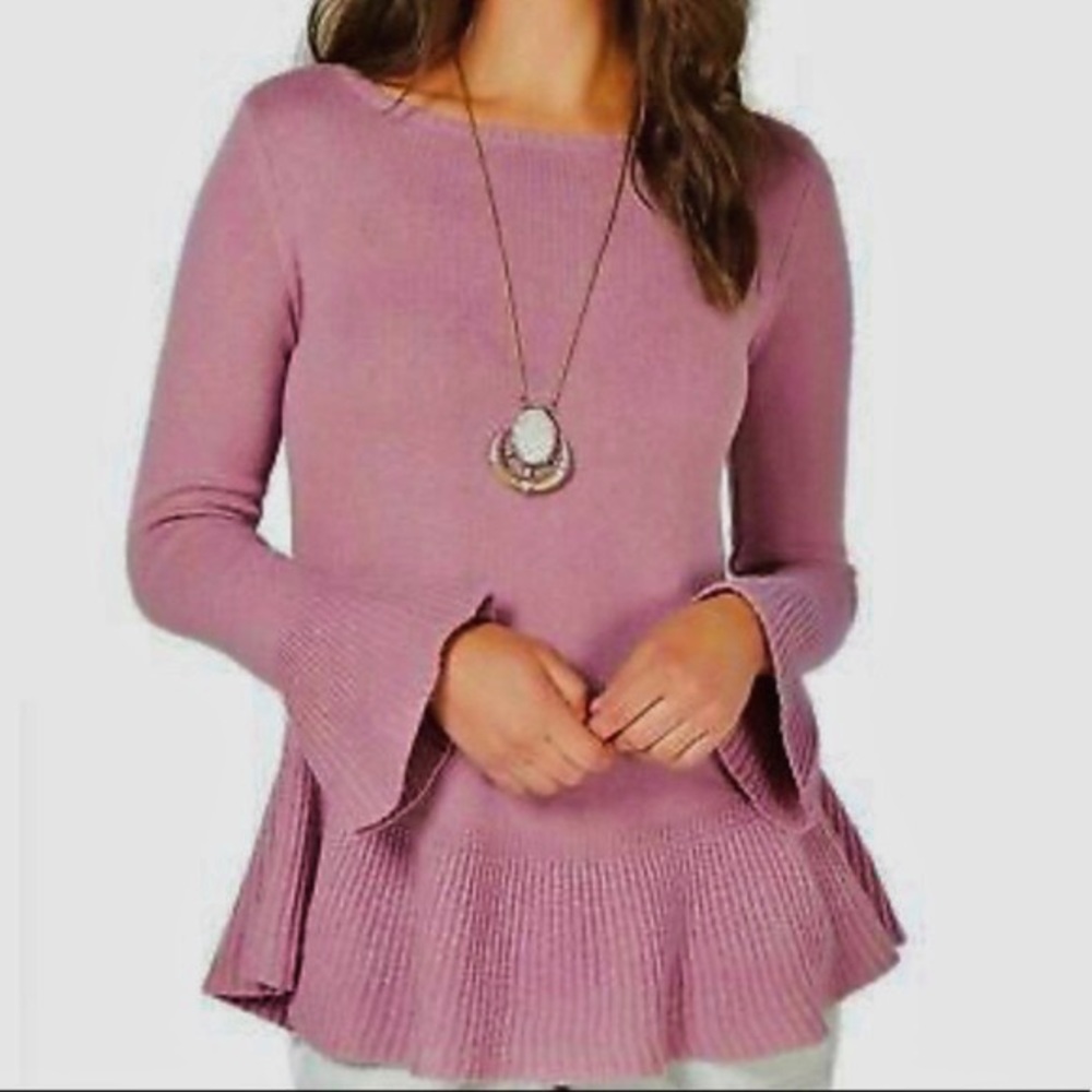 Style & Co Mauve Ruffle Trim Sweater Size XS